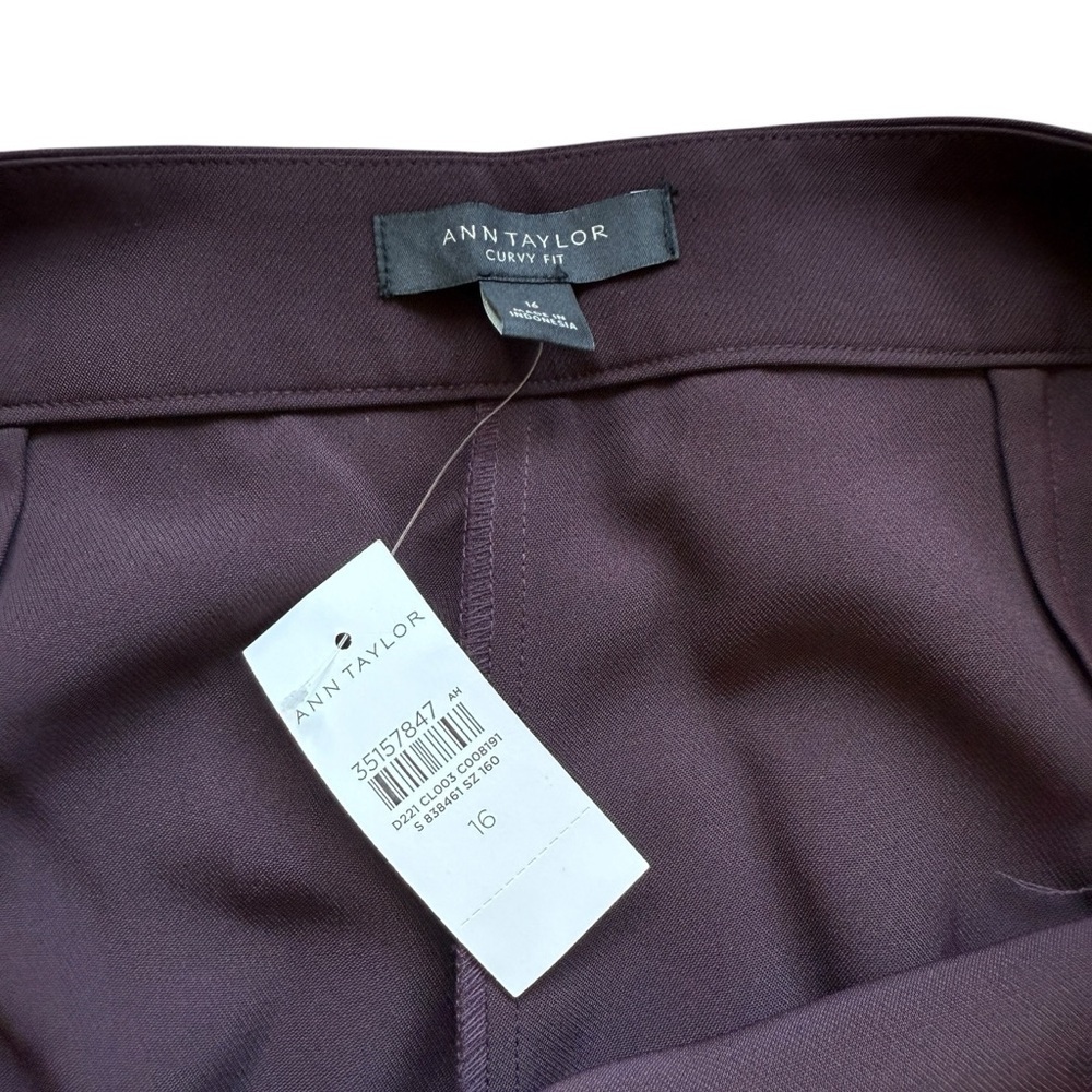 Ann Taylor Women's Curvy Fit Purple Dress Pleated Pants Size 16 Workwear Flare - Picture 4 of 9